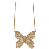 18kt Yellow Gold Butterfly Necklace with Pave Diamonds