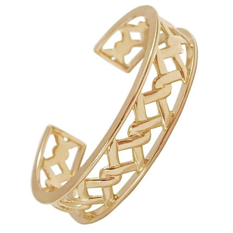 18 Karat Yellow Gold Mini Ordaned Cuff Bracelet