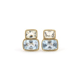 18kt Yellow Gold Cushion Rope Twist Border Earring with Citrine and Smoky Topaz