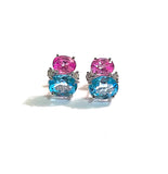 Mini GUM DROP™ Earrings with Pink Topaz and Blue Topaz and Diamonds