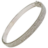 White Gold Pave Diamond Cuff Bracelet with Hinge Closure