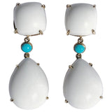 Large GUM DROP™ Earrings with Blue Topaz and Cabochon Turquoise and Diamonds