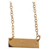 Mini Script Initial bar necklace with offset diamond