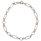 Mixed Shape 18kt White Gold Link Necklace with Toggle Closure