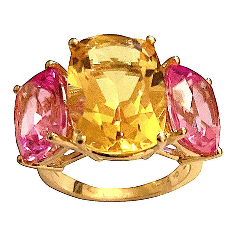 925 Solid Sterling Ladies Designer Yellow Sapphire Finger Ring, 5x7 Mm at  Rs 1700 in Jaipur