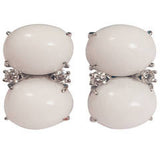 Grande GUM DROP™ Earrings with Cabochon White Jade and Diamonds