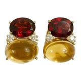 Large GUM DROP™ Earrings with Garnet and Cabochon Citrine and Diamonds