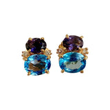 Mini GUM DROP™ Iolite Blue Topaz Diamond Earrings