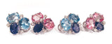 Pink Topaz Iolite Diamond Gold Mini Pebble Earrings
