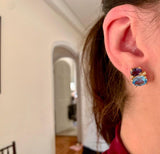 Mini GUM DROP™ Iolite Blue Topaz Diamond Earrings