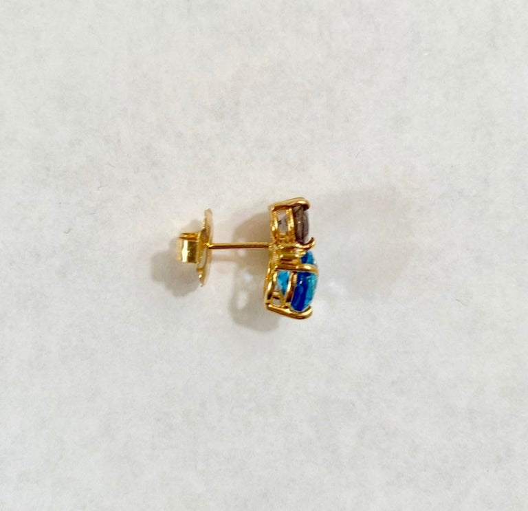 Mini GUM DROP™ Iolite Blue Topaz Diamond Earrings