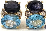 Medium GUM DROP™ Earrings with Citrine and Blue Topaz and Diamonds