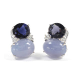 Large GUM DROP™ Earrings with Iolite and Cabochon Chalcedony and Diamonds