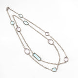 18kt White Gold Necklace with Multi Colored and Multi Shaped Pale Sapphires
