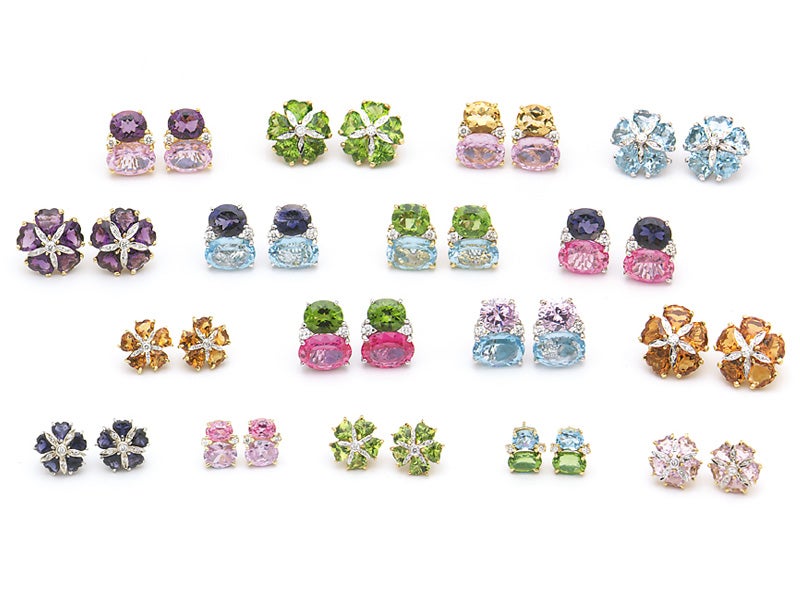 Large GUM DROP™ Earrings with Pink Topaz and Diamonds