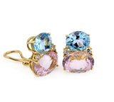 Large GUM DROP™ Earrings with Kunzite and Pale Blue Topaz and Diamonds