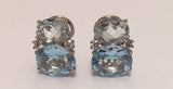 Medium GUM DROP™ Earrings with Rock Crystal and Pale Blue Topaz and Diamonds