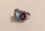 Medium GUM DROP™ Ring with Blue Topaz and Violet Amethyst and Diamonds