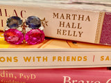 Large GUM DROP™ Earrings with Deep Iolite and Pink Topaz and Diamonds