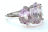 Medium 18kt White Gold Gum Drop Ring with Morganite and Rose De France Amethyst and Diamonds