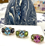 Medium GUM DROP™ Ring with Blue Topaz Violet Amethyst and Diamonds