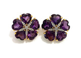 18kt Yellow Gold Large Sand Dollar Earring with Amethyst and Diamonds