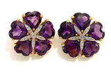 18kt Yellow Gold Large Sand Dollar Earring with Amethyst and Diamonds