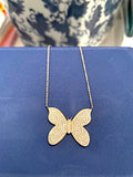 18kt Yellow Gold Butterfly Necklace with Pave Diamonds