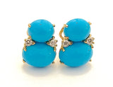 Large GUM DROP™ Earrings with Blue Topaz and Cabochon Turquoise and Diamonds