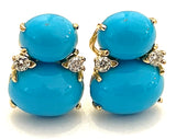 Large GUM DROP™ Earrings with Iolite and Cabochon Turquoise and Diamonds