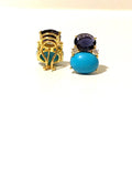 Large GUM DROP™ Earrings with Blue Topaz and Cabochon Turquoise and Diamonds
