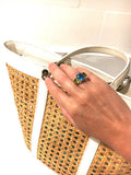 Medium 18kt Yellow Gold Gum Drop Ring with Pink Topaz and Iolite