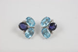 Blue Topaz and Iolite Pebble Earrings