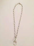 Elegant Marquise Link Chain Necklace with Removable Rock Crystal Pendant