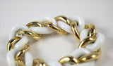 18k Yellow Gold and White Ceramic curb Link Bracelet