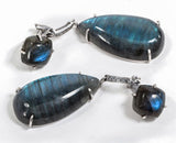 Labradorite White Gold and Diamond drop Earrings