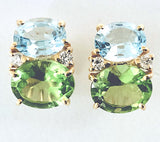 Medium GUM DROP™ Earrings with Tsavorite and Dark Blue Topaz and Diamonds