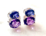 Medium Gum Drop ™ Earrings with Iolite and Amethyst and Diamonds