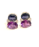 Medium Gum Drop ™ Earrings with Iolite and Amethyst and Diamonds