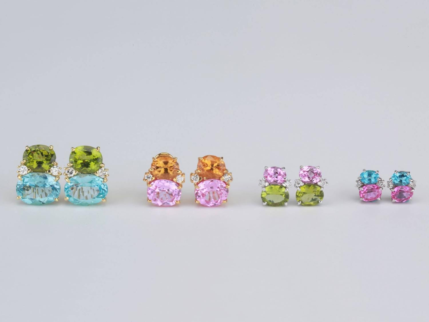 Large GUM DROP™ Earrings with Pink Topaz and Cabochon Citrine and Diamonds