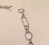 Mixed Shape 18kt White Gold Link Necklace with Toggle Closure