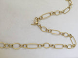 18kt Gold cable and oval link chain necklace with lobster clasp