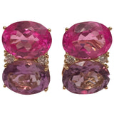 Grande GUM DROP™ Earrings with Pink Topaz and Purple Amethyst and Diamonds