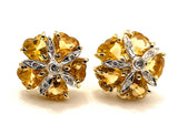 18kt Yellow Gold Mini Sand Dollar Earrings with Citrine and Diamonds