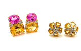 Large GUM DROP™ Earrings with Pink Topaz and Citrine and Pink Topaz and Diamonds