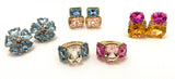 Large Platinum GUM DROP™  Ring with Morganite and Rock Crystal and Diamonds