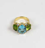 Small GUM DROP™ Ring with Pink Topaz and Peridot and Diamonds