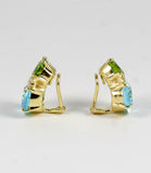 Large GUM DROP™ Earrings with Peridot and Blue Topaz and Diamonds