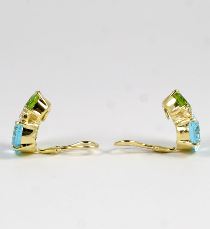 Large GUM DROP™ Earrings with Rock Crystal and Smoky Topaz and Diamonds