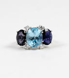 Large GUM DROP™ Ring with Iolite and Blue Topaz and Diamonds